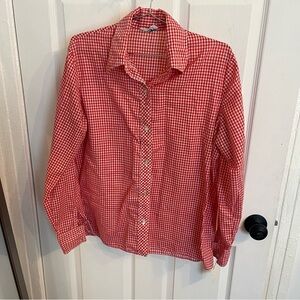 Vintage Red and White Gingham Long Sleeve Button Down Shirt